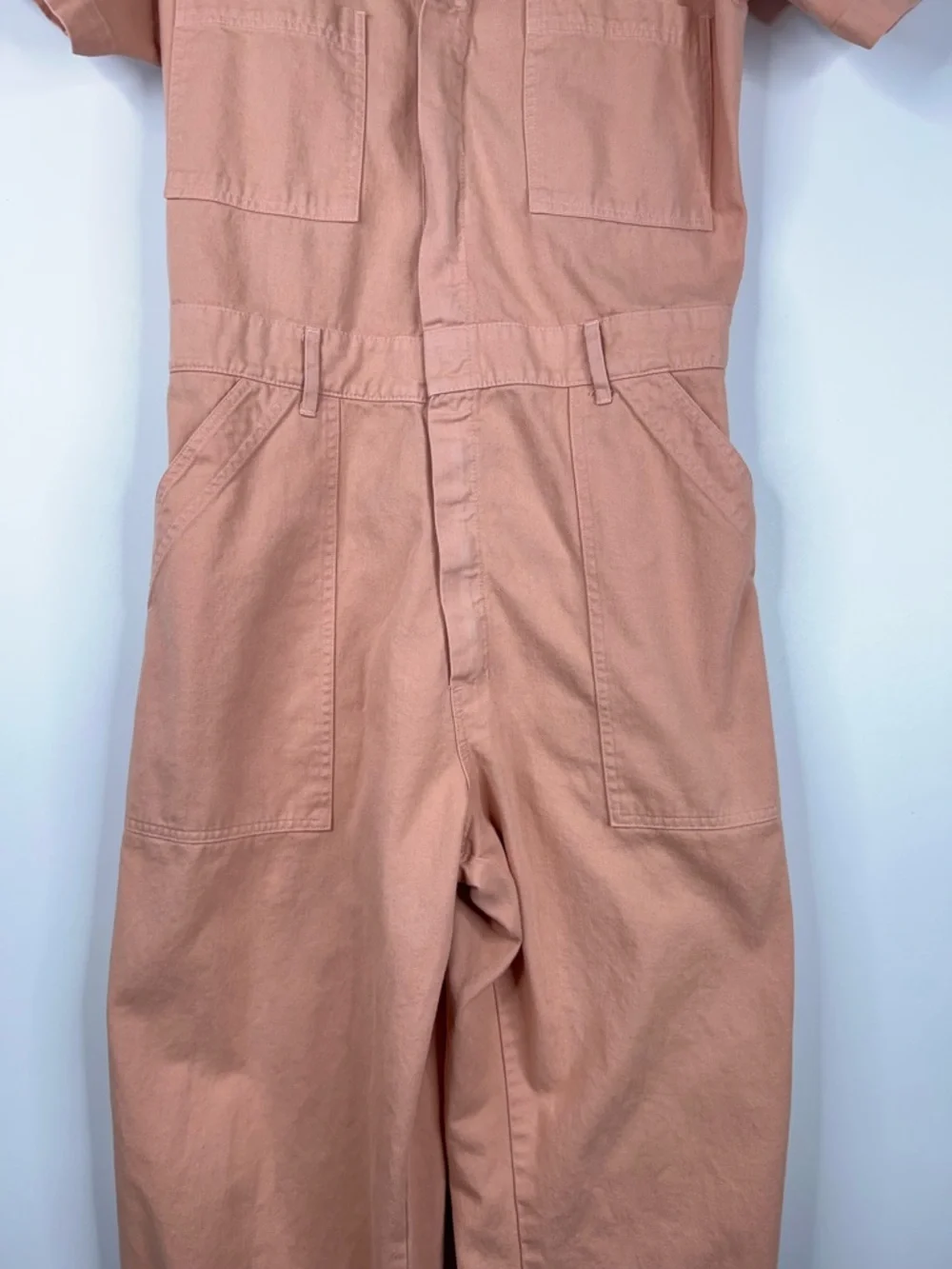 Big Bud Press Peach Short Sleeve Jumpsuit Cotton Twill Utility Size Large - Picture 4 of 15